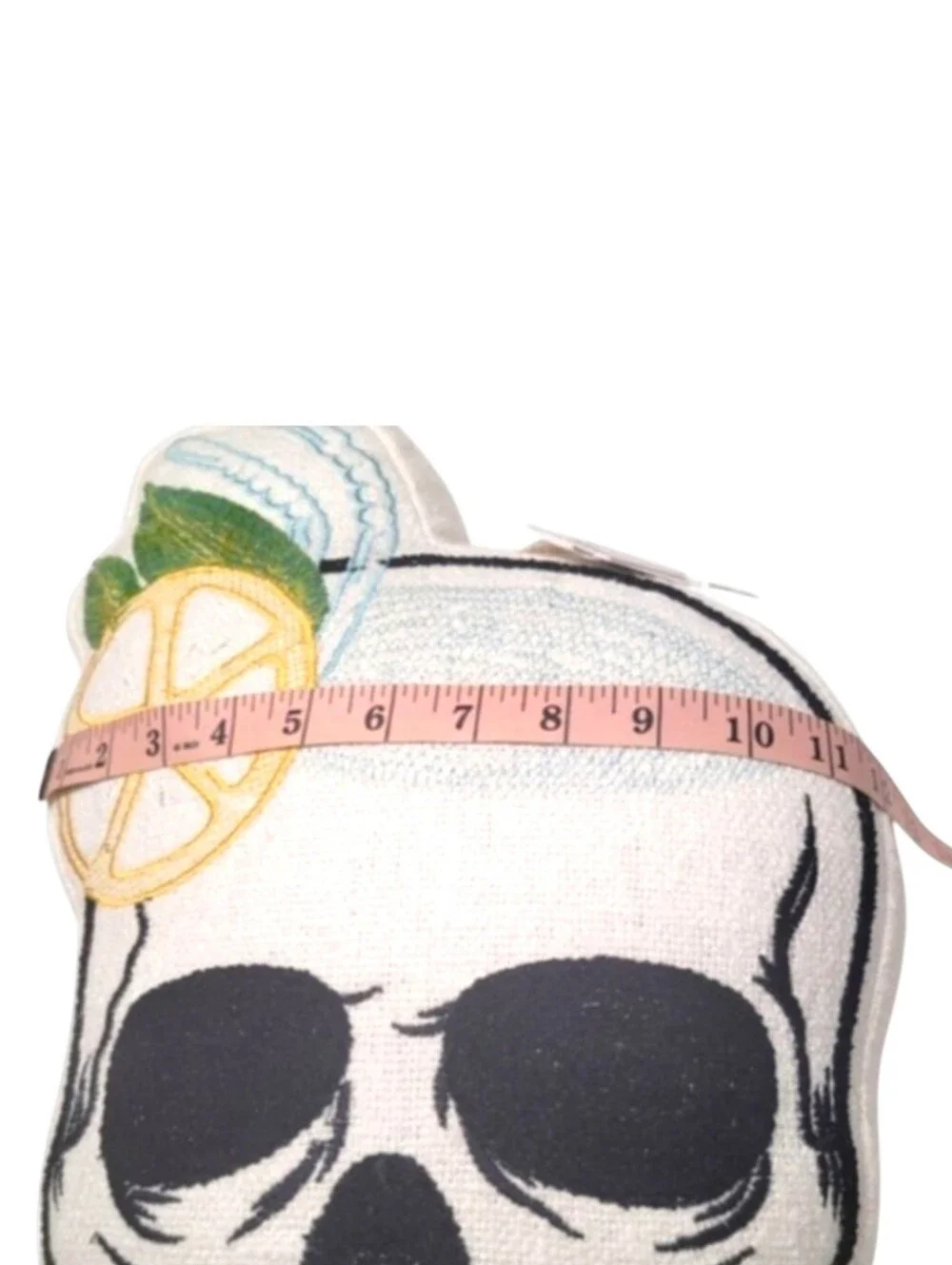 Summerween Skull Accent Pillow Lemon Halloween Gothic Home Decor NWT